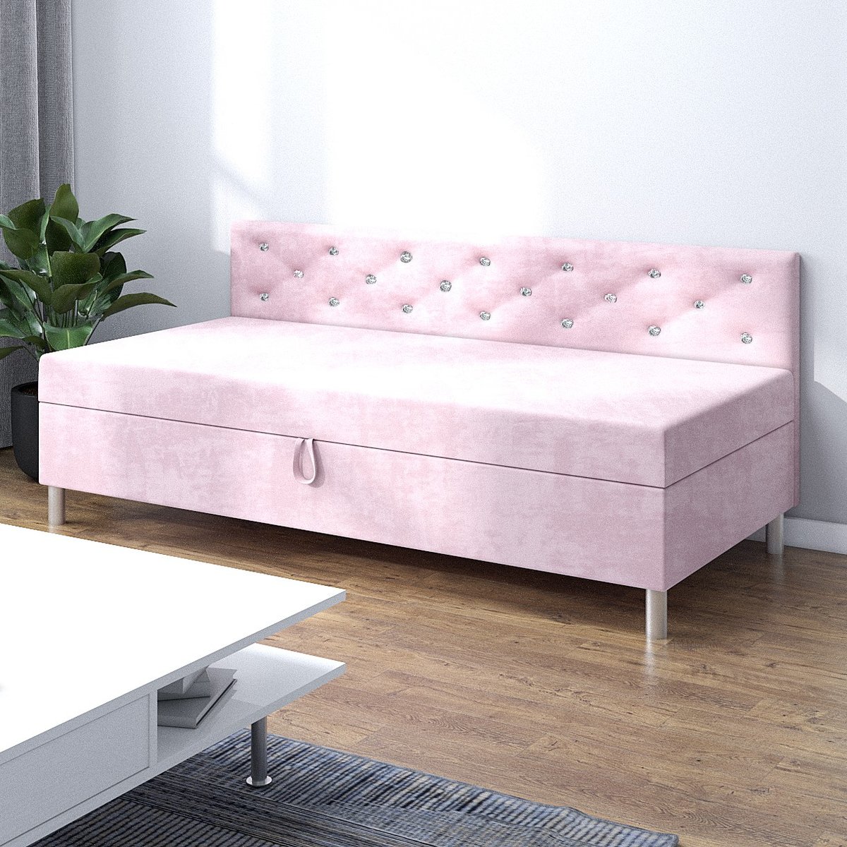 Tapczan z materacem kieszeniowym dla dziewczynki Princess+ bok ...