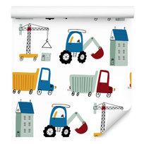 Tapet Do Pokoju Dziecka Koparki Ciężarówki Pojazdy