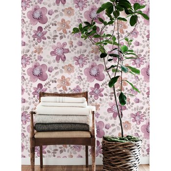 Tapeta flizelinowa Różowe kwiaty 104x70 cm + klej - Coloray