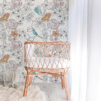 Tapeta flizelinowa Vintage kwiaty i ptaki 152x104