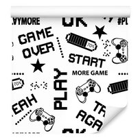 Tapeta Młodzieżowa Czarno Białe Napisy Piksele Gwiazdy Rolka 10M