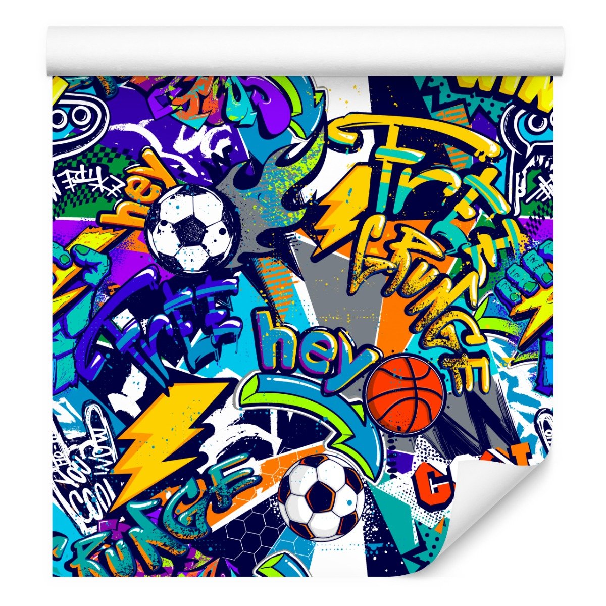 Zdjęcia - Tapeta Graffiti  Młodzieżowa Sport  Piłka Nożna 0,53M X 10M 