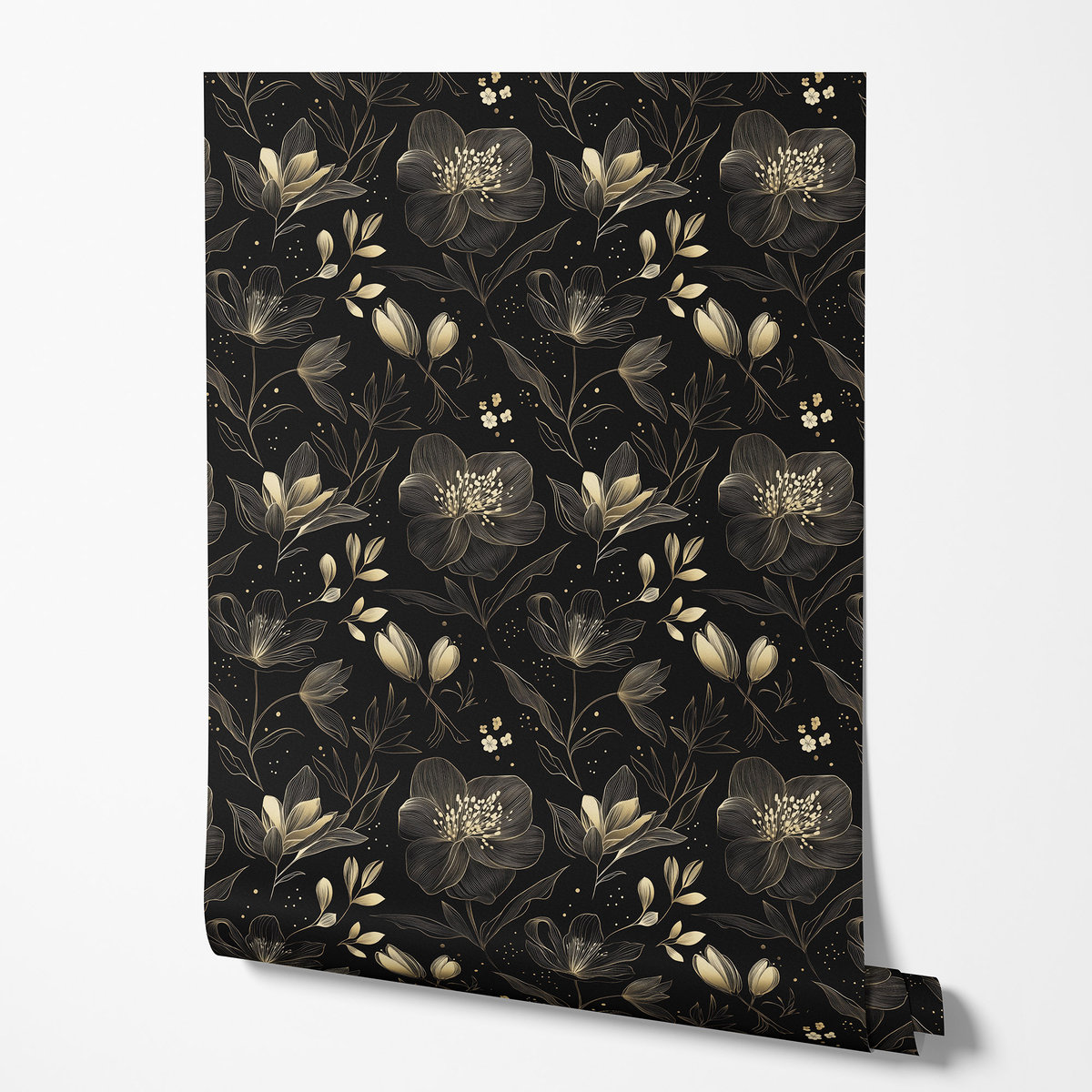 TAPETA NA CIAN FLORAL CZARNE KWIATY BE OWE LINIE KROPKI DO SALONU TAPETA NA CIAN FLORAL CZARNE KWIATY BE OWE LINIE KROPKI DO SALONU