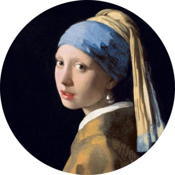 Tapeta samoprzylepna z barokowym obrazem "Dziewczyna z perłą" Johannesa Vermeera - koło - Artemania