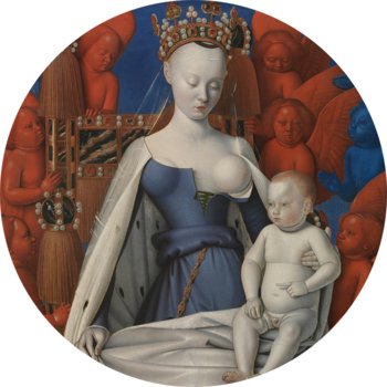 Tapeta samoprzylepna ze średniowiecznym, diabolicznym obrazem "Madonna z Dzieciątkiem - Babka Europy" - koło - Artemania