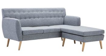 Tapicerowana pikowana sofa ELIOR Larisa 2L, jasnoszara, 81,5x138x171,5 cm - Elior
