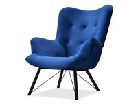 Tapicerowany Fotel Do Wypoczynku Dalton Granatowy Velvet - Czarne Nogi