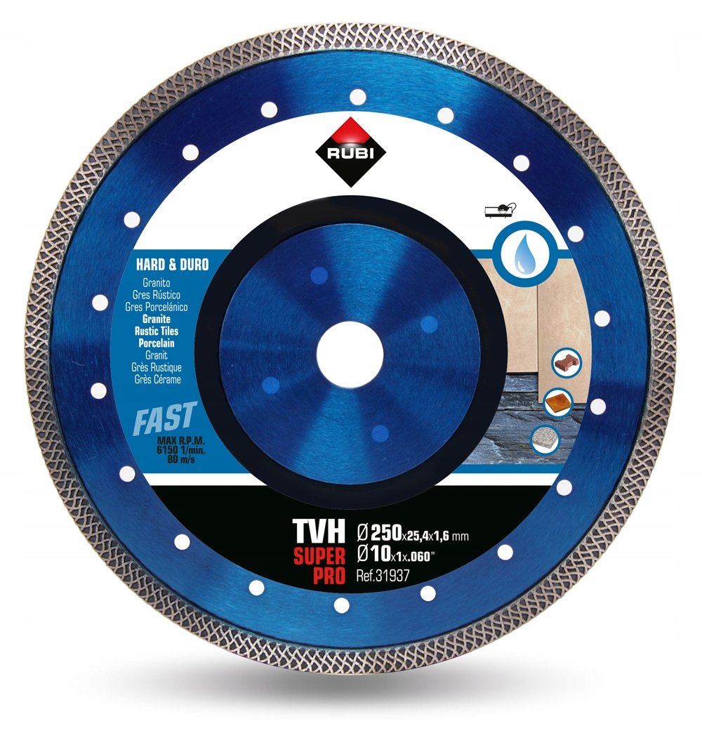 Tarcza diamentowa RUBI Superpro, TVH, 250x25,4 mm RUBI31937
