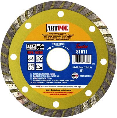 Tarcza diamentowa segmentowa ARTPOL, 180x25,4/22,2 mm /AR AR81618
