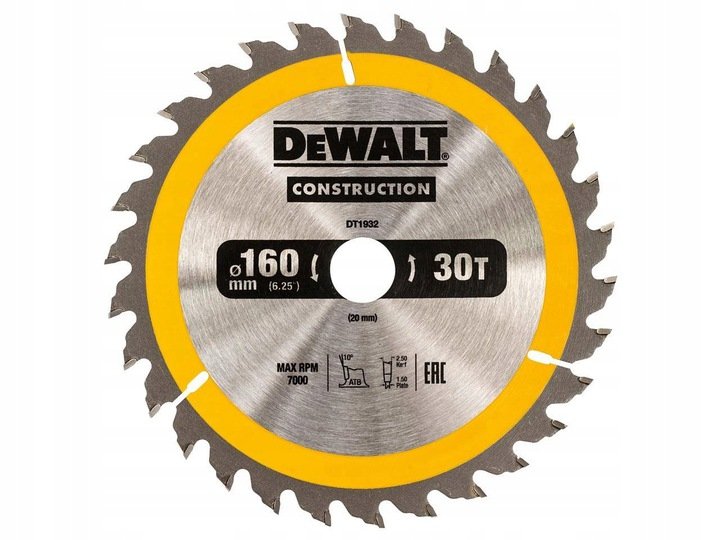Tarcza do pilarki DEWALT DT1933-QZ, 165 mm