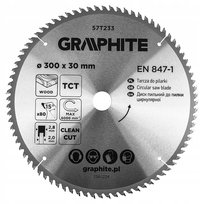 Tarcza do piły pilarki widiowa 300 x 30 mm, 80 zębów do drewna MDF GRAPHITE