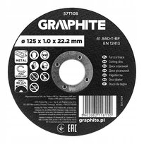 Tarcza Tnąca, Korundowa Do Metalu 125 X 1.0 X 22.2 Mm, Graphite 57T108