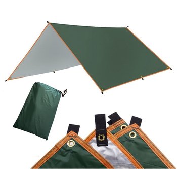 Tarp Płachta Biwakowa Wodoodporna Termiczna 3X3 M Żagiel Przeciwsłoneczny - Domidekor