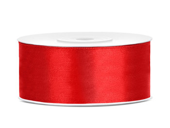 Tasiemka satynowa, czerwona, 25 mm, 25 m - PartyDeco