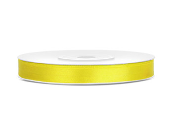 Tasiemka satynowa, żółty, 6 mm, 25 m - PartyDeco
