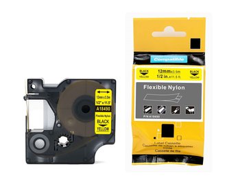 Taśma do Dymo Rhino 18490 12mm 3,5m żółta NYLON - etykiety-sklep