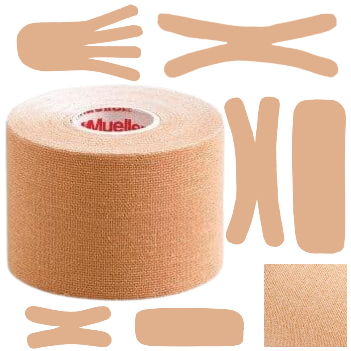 Taśma do kinezjotejpingu bawełniana tejpy do tapingu dynamicznego mięśni i stawów Mueller 5 cm x 5 m beżowa