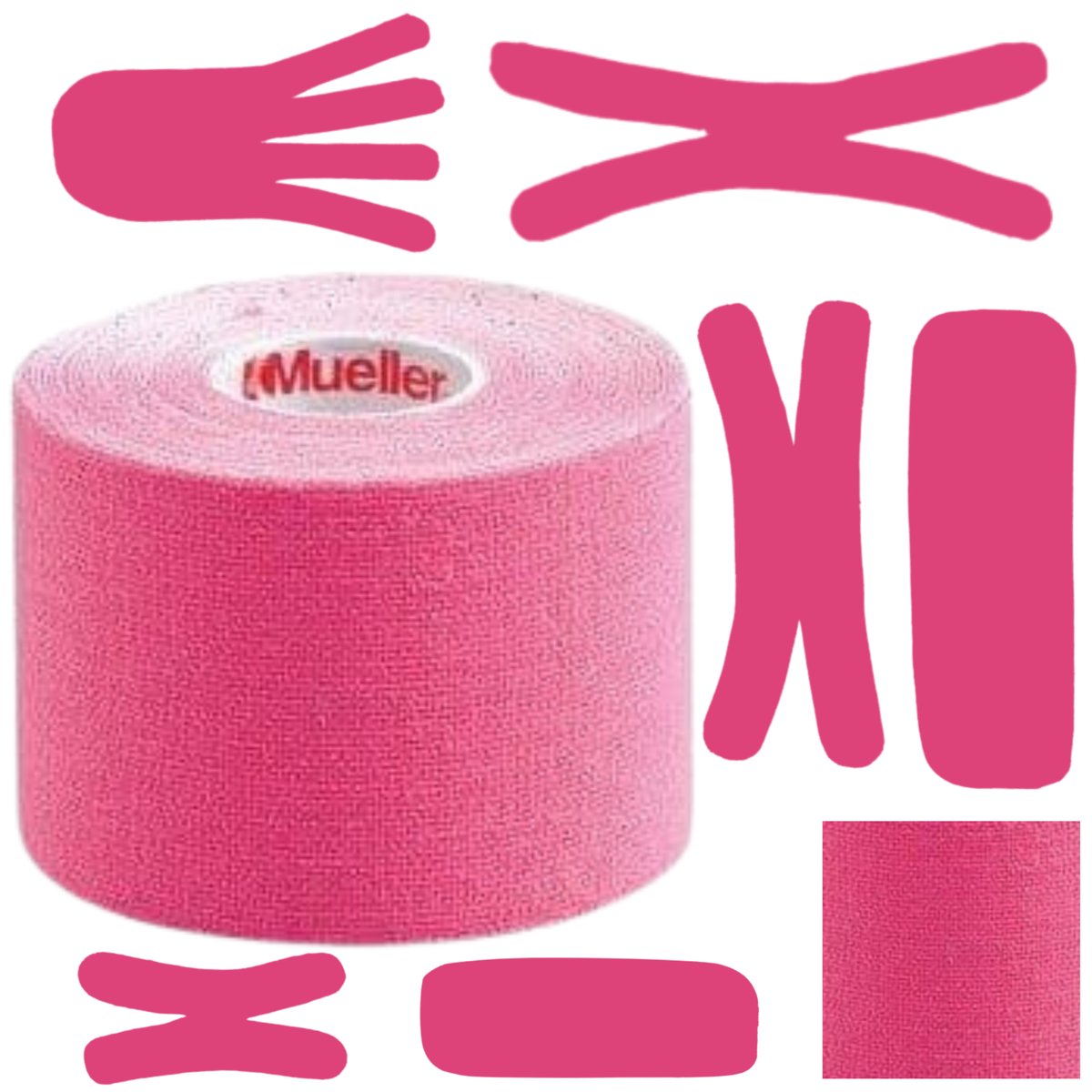 Taśma do kinezjotejpingu bawełniana tejpy do tapingu dynamicznego mięśni i stawów Mueller 5 cm x 5 m różowa
