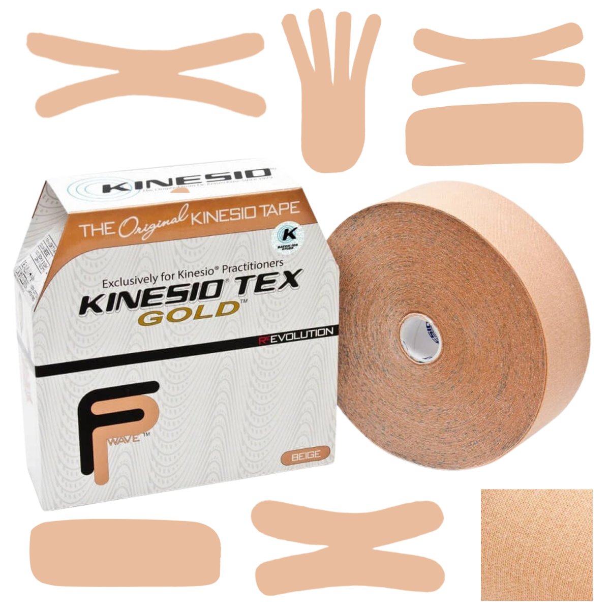 Taśma do kinezjotejpingu do dużych grup mięśniowych tejpy Kinesio Tex Gold FP 5 cm x 31,5 m beżowy