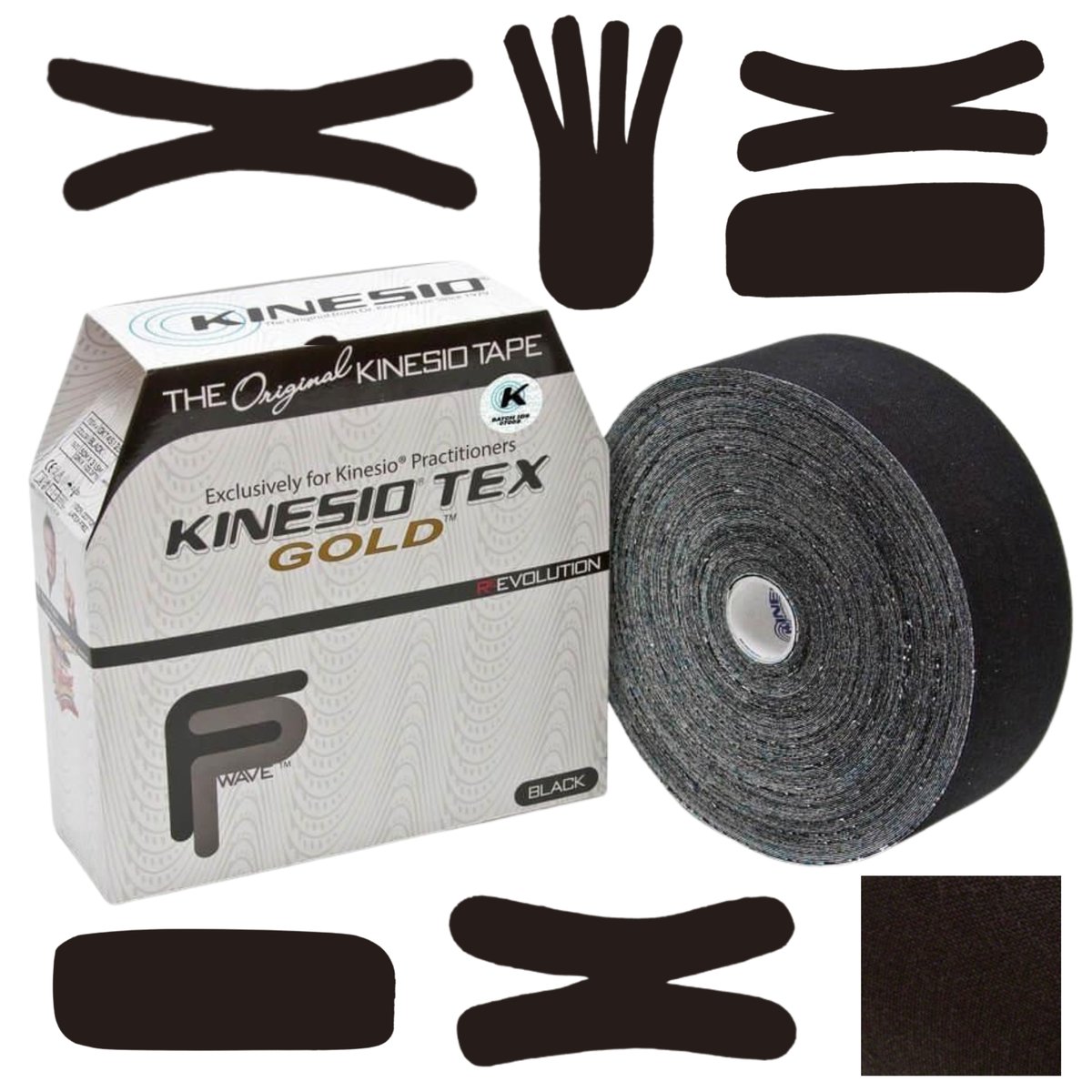 Taśma do kinezjotejpingu do dużych grup mięśniowych tejpy Kinesio Tex Gold FP 5 cm x 31,5 m czarny