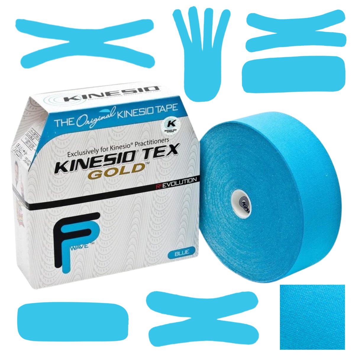 Taśma do kinezjotejpingu do dużych grup mięśniowych tejpy Kinesio Tex Gold FP 5 cm x 31,5 m niebieski