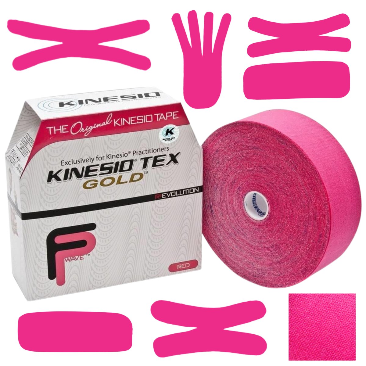 Taśma do kinezjotejpingu do dużych grup mięśniowych tejpy Kinesio Tex Gold FP 5 cm x 31,5 m różowy