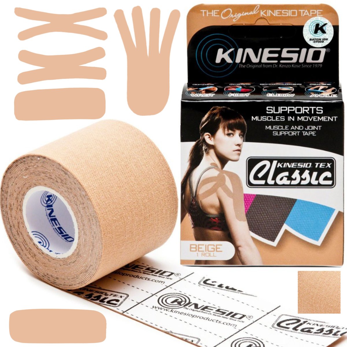 Taśma do kinezjotejpingu tejpy Classic 5 cm x 4 m beżowy