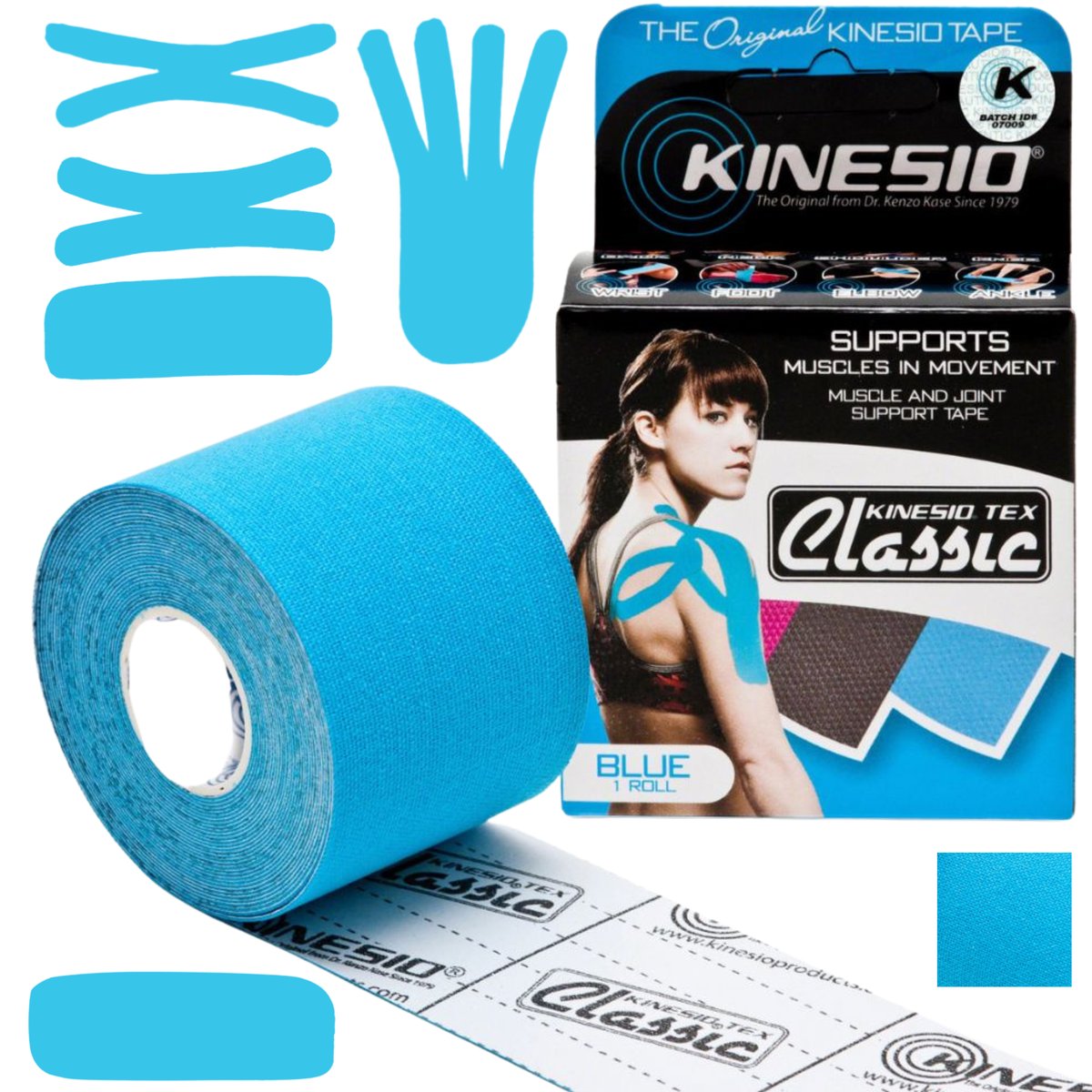 Taśma do kinezjotejpingu tejpy Classic 5 cm x 4 m niebieski