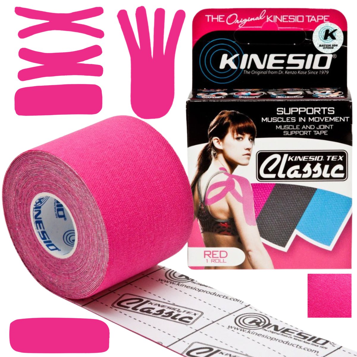 Taśma do kinezjotejpingu tejpy Classic 5 cm x 4 m różowy