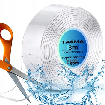 TAŚMA DWUSTRONNA | 3m/3cm | NANO WIELOKROTNEGO UŻYTKU KLEJ MOCNA MONTAŻOWA - Eddcom
