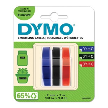 Taśma Dymo 3D 9mm x 3m mix czarna czerwona niebieska do wytłaczarek blister S0847750 - DYMO