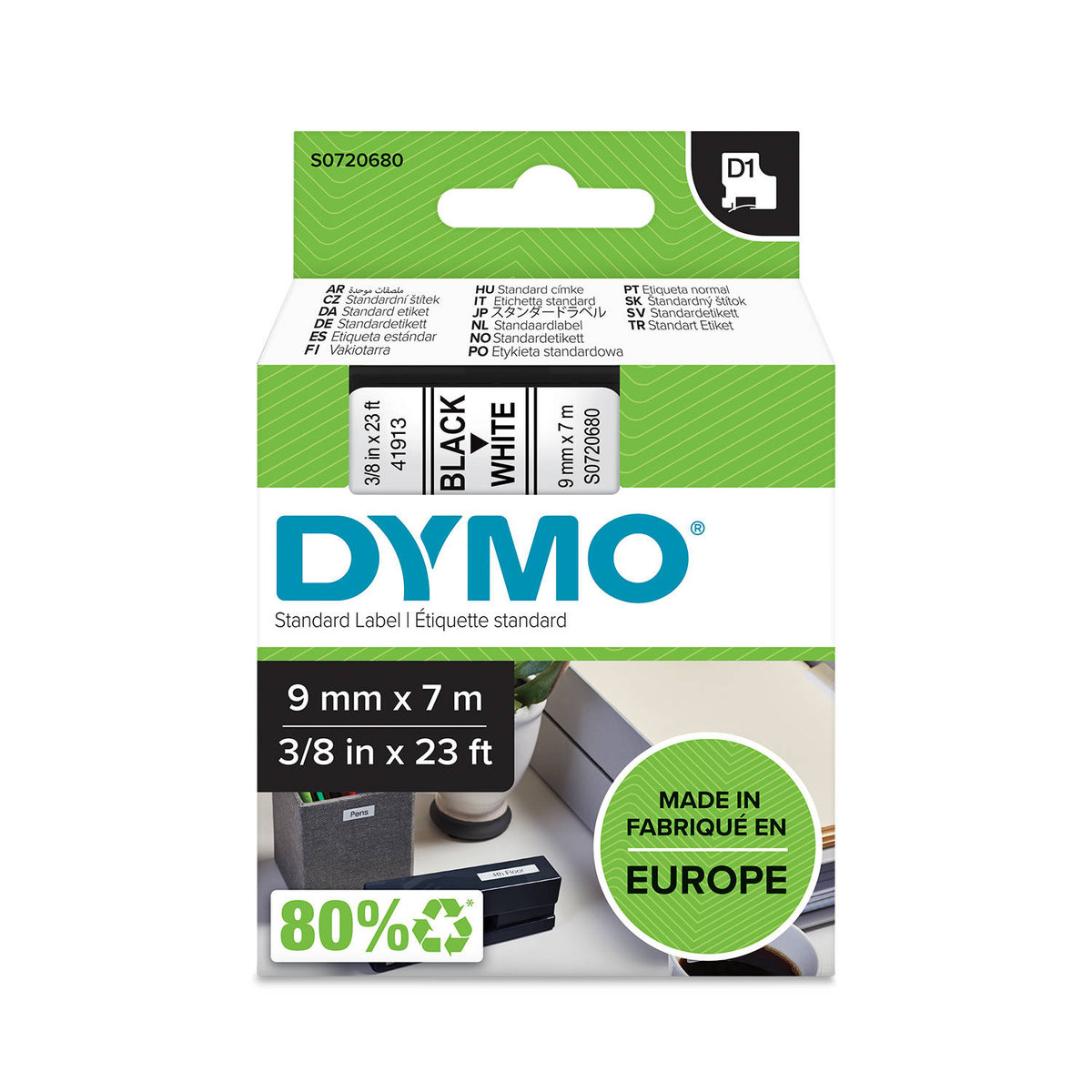 Taśma DYMO S0720680, biała, 9 mm x 7 m, 1 szt