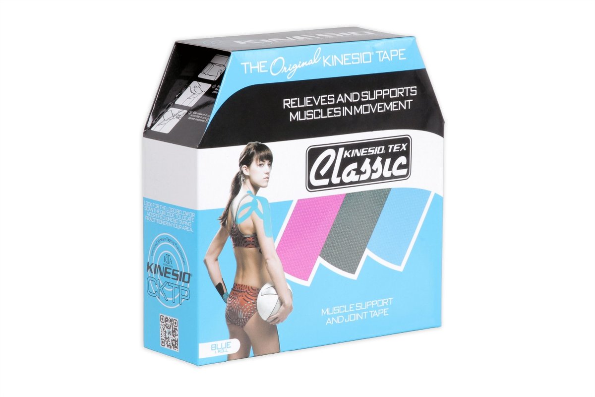 Taśma kinezjologiczna do tejpingu dużych grup mięśniowych Classic 5 cm x 31,5 m niebieski Kinesio