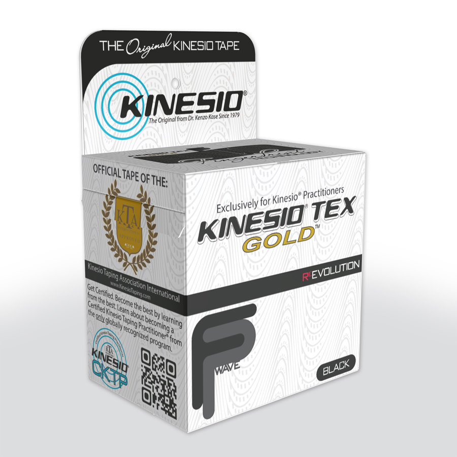 Taśma kinezjologiczna tejp bawełniany kinesiotape czarny KINESIO FP 5 cm x 5 m