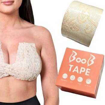 TAŚMA KORONKOWA SAMOPRZYLEPNA modelująca biust UNOSZĄCA PushUp BOOB TAPE beżowa - decortrend