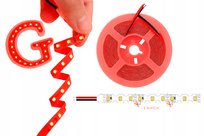 Taśma LED 10m 12V 2835 SMD 8W/m S-Shape 6mm Czerwona Elastyczna