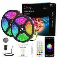 Taśma LED 12M RGB 5050 APLIKACJA PILOT RADIOWY 2.4G MUZYKA ZESTAW 360 LED