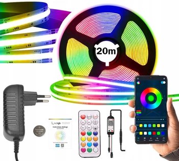 TAŚMA LED 20M (2x10m) COB NEON RGBIC 576/m BLUETOOTH APLIKACJA PILOT ZESTAW - inna (Inny)