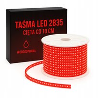 Taśma Led 2835 230v 10w Czerwona Co 10cm Wodoodporna Bez Zasilacza