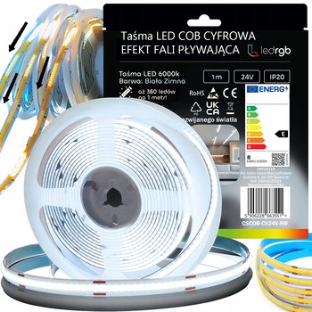 TAŚMA LED COB 1m 24V 360diod BIAŁA ZIMNA 6000K CYFROWA PIXEL PŁYNĄCA WS2811 - inna (Inny)