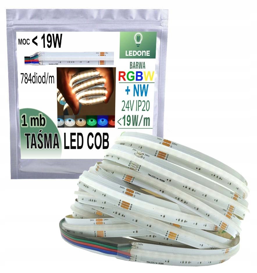 Taśma LED COB 784diod linia światła RGBW + NW neutralna 24V - LED-ONE ...