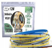 TAŚMA LED COB IP20 24V 360d Magic Pixel PŁYNĄCA WS2811 cyfrowa 1m CIEPŁA