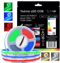 TAŚMA LED COB NEON 5M RGB CCT BIAŁY CIEPŁY NEUTRALNY ZIMNY 2700-6500K 840/m