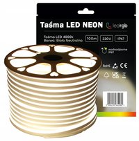Taśma LED NEON 2835 220V 230V 100m 4000K BIAŁA NEUTRALNA WODOODPORNA IP67