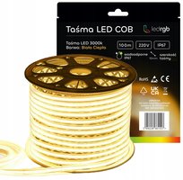 Taśma LED Neon COB 220V 230V 100m 3000K BIAŁA CIEPŁA WODOODPORNA IP67 10mm