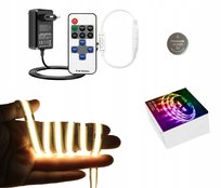 Taśma LED Neon COB 24V 10m 320d 3000K BIAŁA CIEPŁA HOMOGENICZNA 8MM ZESTAW