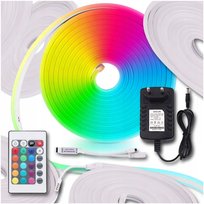 TAŚMA LED NEONOWA 5M STEROWANIE PILOTEM APLIKACJA WODOODPORNA ELASTYCZNA