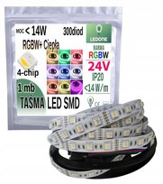 TAŚMA LED PREMIUM RGBW + WW / ciepła 4chip 4in1 5050 IP20 24V 1m