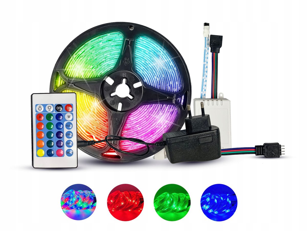 Taśma LED RGB IP65 5m + Pilot+ Zasilacz 24W ZESTAW - Operum | Sklep ...