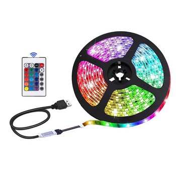 Taśmy LED USB, oświetlenie RGB 5050, 24-przyciskowy pilot na podczerwień, bezpieczne i dotykowe, dekoracja wnętrz DIY, podświetlenie telewizora (3 m / 9,84 stopy) - Inny producent